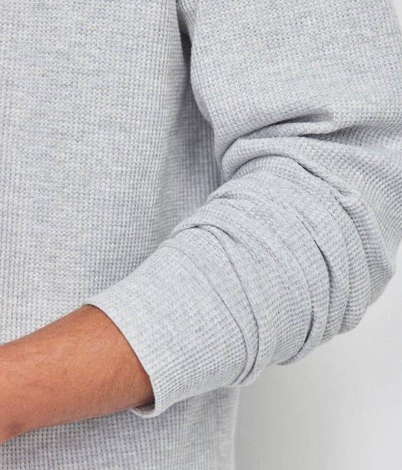 Brent Waffle Long Sleeve Mens Jersey Shirt in Grey Marle