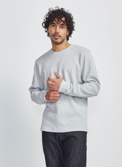 Brent Waffle Long Sleeve Mens Jersey Shirt in Grey Marle