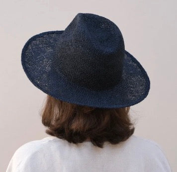 Boncia Jute Straw Deep Inky Black Idigo Hat made by Reinhard Plank