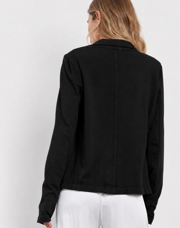 Washed Black Cally Comfort Terry Stretch Cotton Blazer