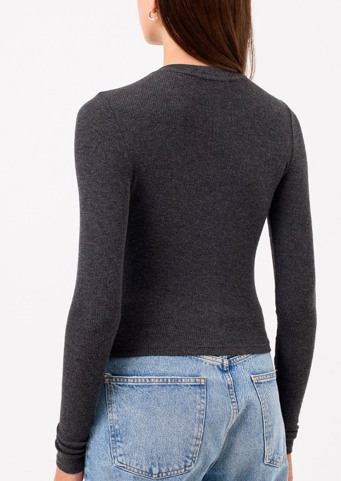 Marnina Micro-Ribbed Sweater by Goldie in Heathered Charcoal