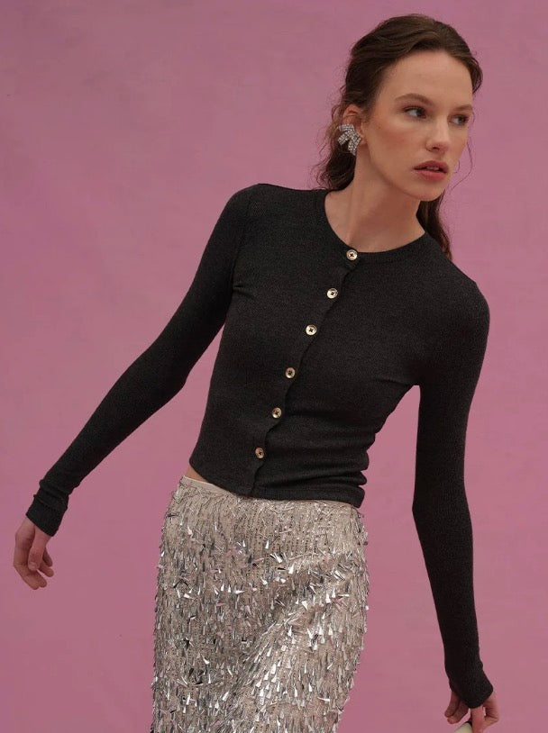 Marnina Micro-Ribbed Sweater by Goldie in Heathered Charcoal