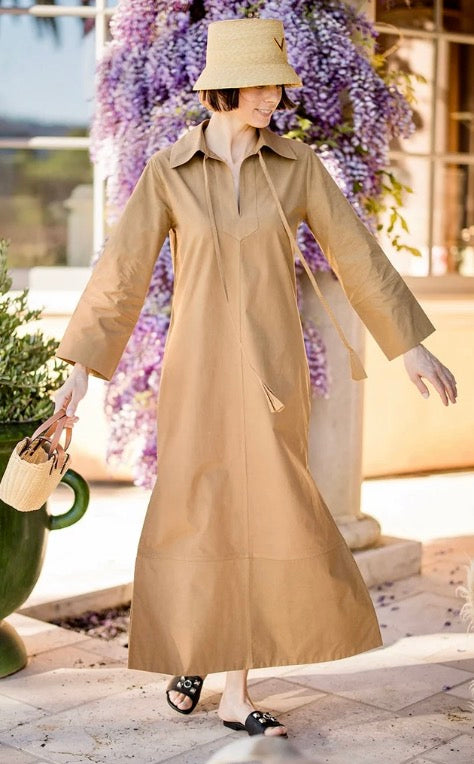 Maeve Maxi Dress in Cotton Poplin - Classic Camel