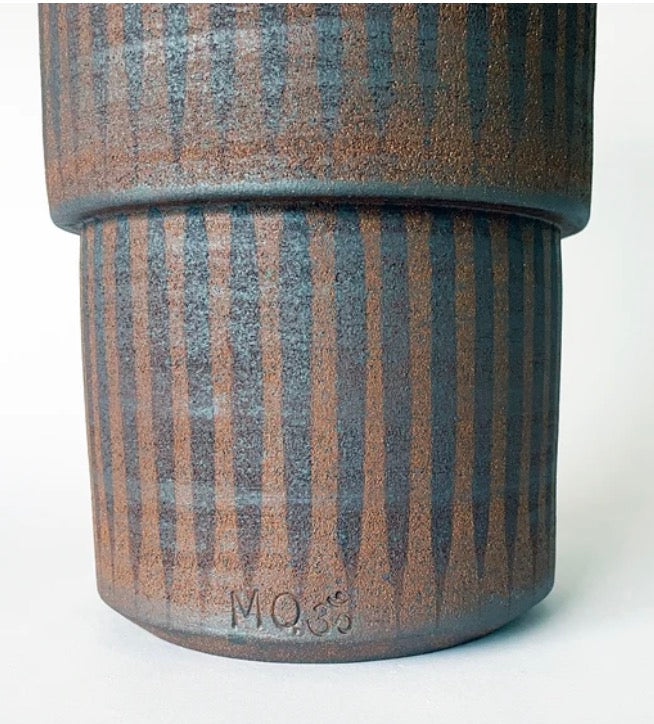 Step Tall Stripes Dark Brown Vessel by Mquan