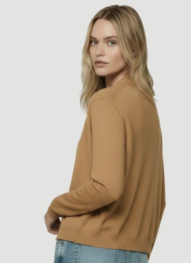 Blair Cashmere Seamless Open Cardigan -Camel