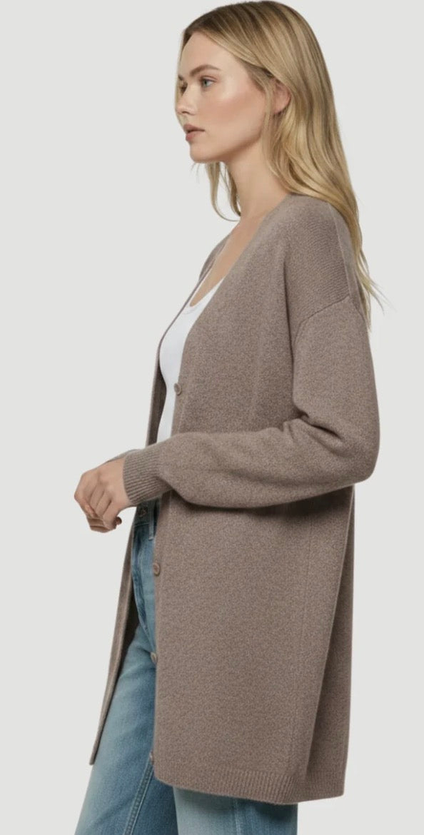 Merino Fox Midi Cardigan in Bison Brown