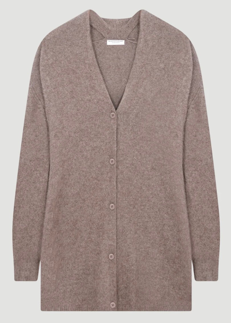 Merino Fox Midi Cardigan in Bison Brown