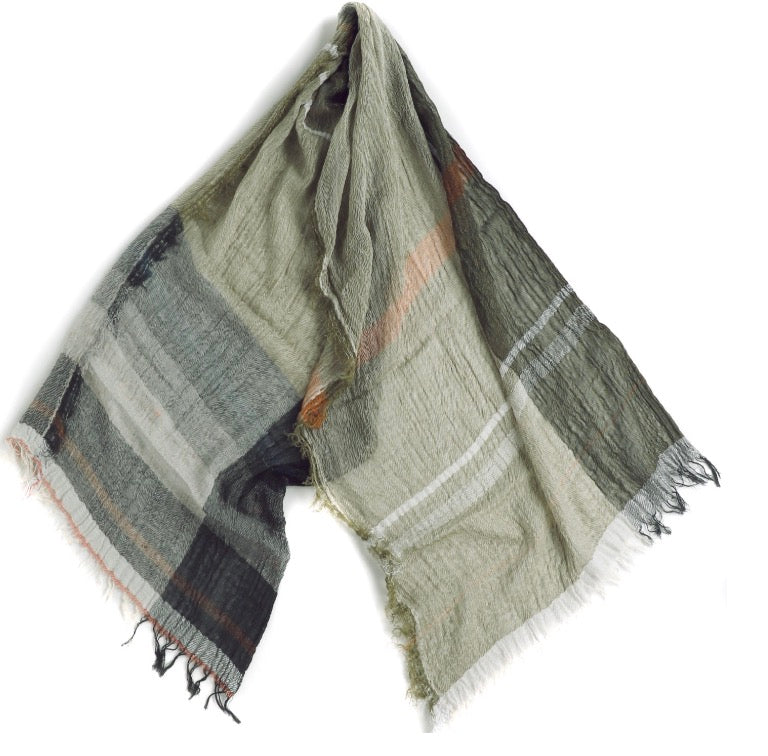Roots Middle Gauze Cotton Scarves 21'' x 70'' from Japan