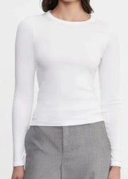 Enza Costa Supima White Cotton Long Sleeve Knit top