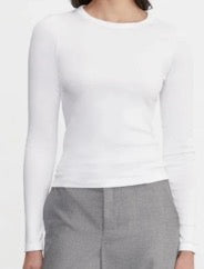 Enza Costa Supima White Cotton Long Sleeve Knit top