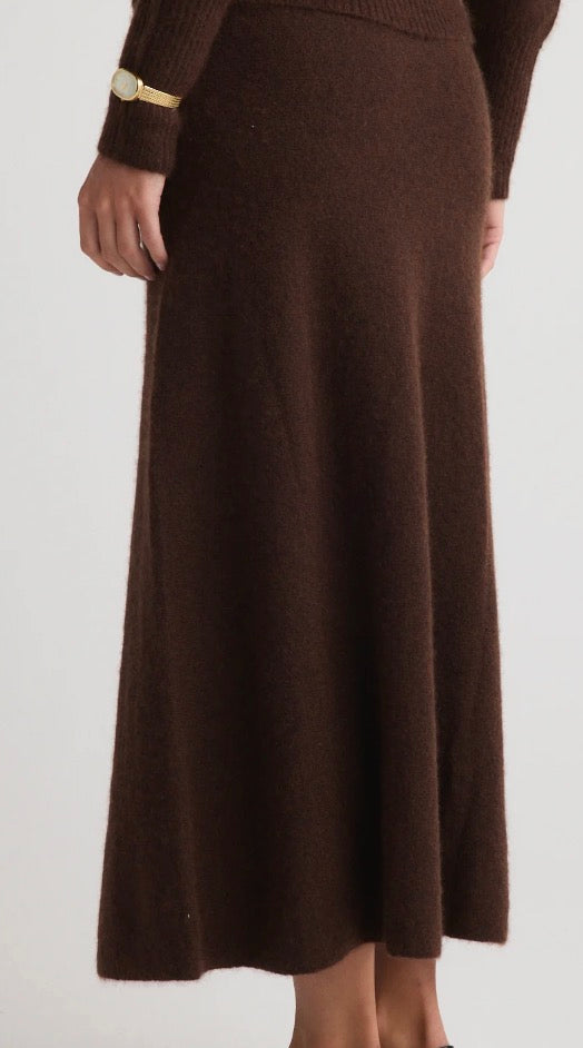 W Cashmere-Silk Blend Isla Midi Skirt