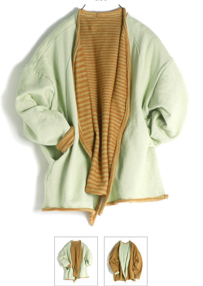 Tamaki Dub CA Reversible French Terry Cotton Cardigan