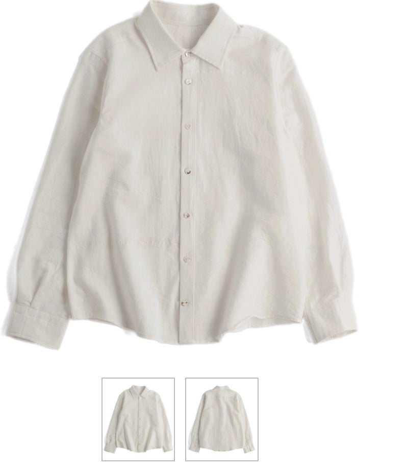 Button Down Shirt -Long Sleeve in Organic Cotton by Tamaki-Niime