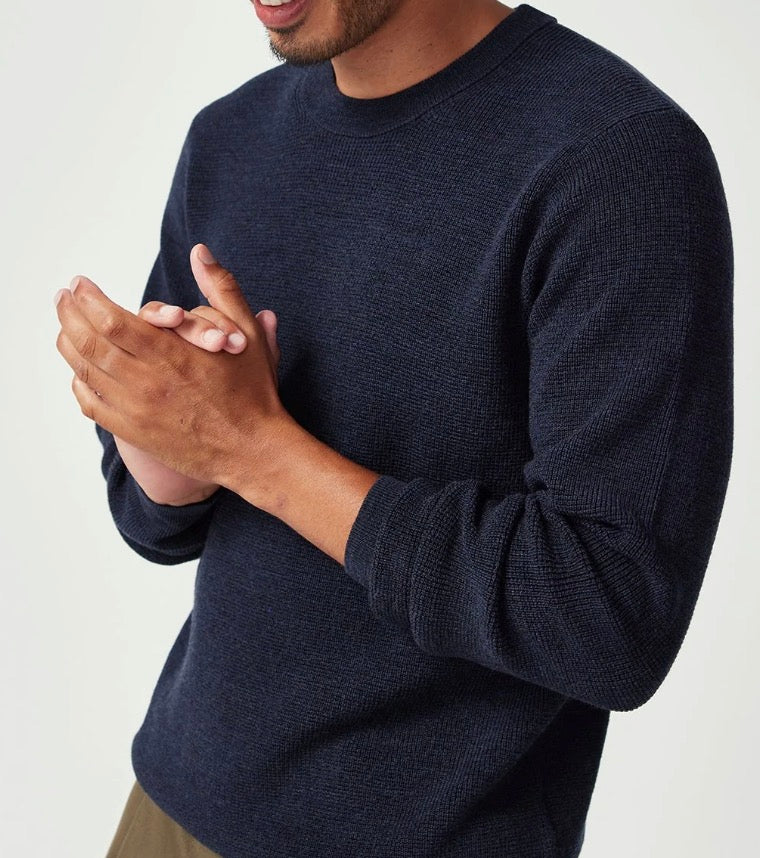 The-o Washable Merino Sweater fro m New Zealand- Cobblestone Waffle Weave