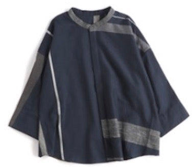 Flat Thin Collar Button Up, Organic Cotton Tamaki Niime