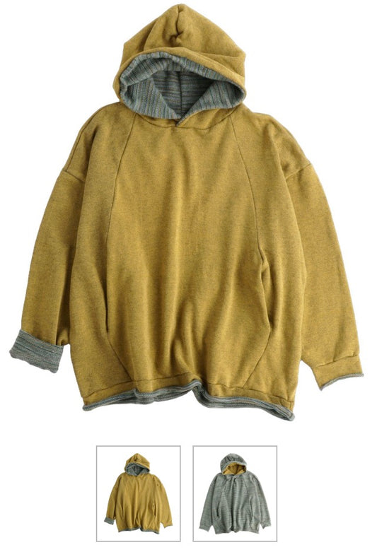 Tamaki Niime Dub Dub Pocket reversible hoodie in organic cotton from Japan