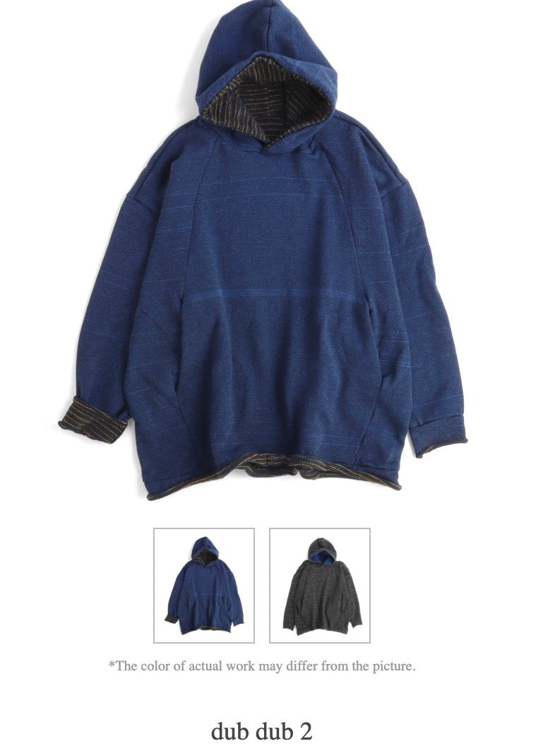 Tamaki Niime Dub Dub Pocket reversible hoodie in organic cotton from Japan