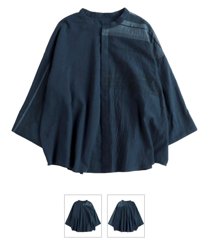 Flat Thin Collar Button Up, Organic Cotton Tamaki Niime