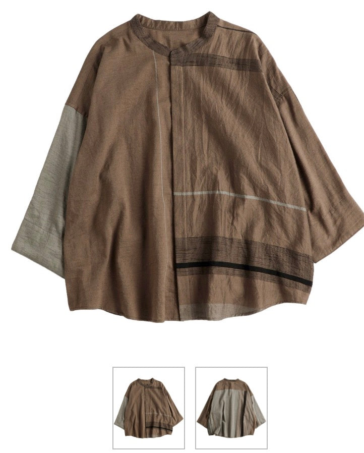 Flat Thin Collar Button Up, Organic Cotton Tamaki Niime