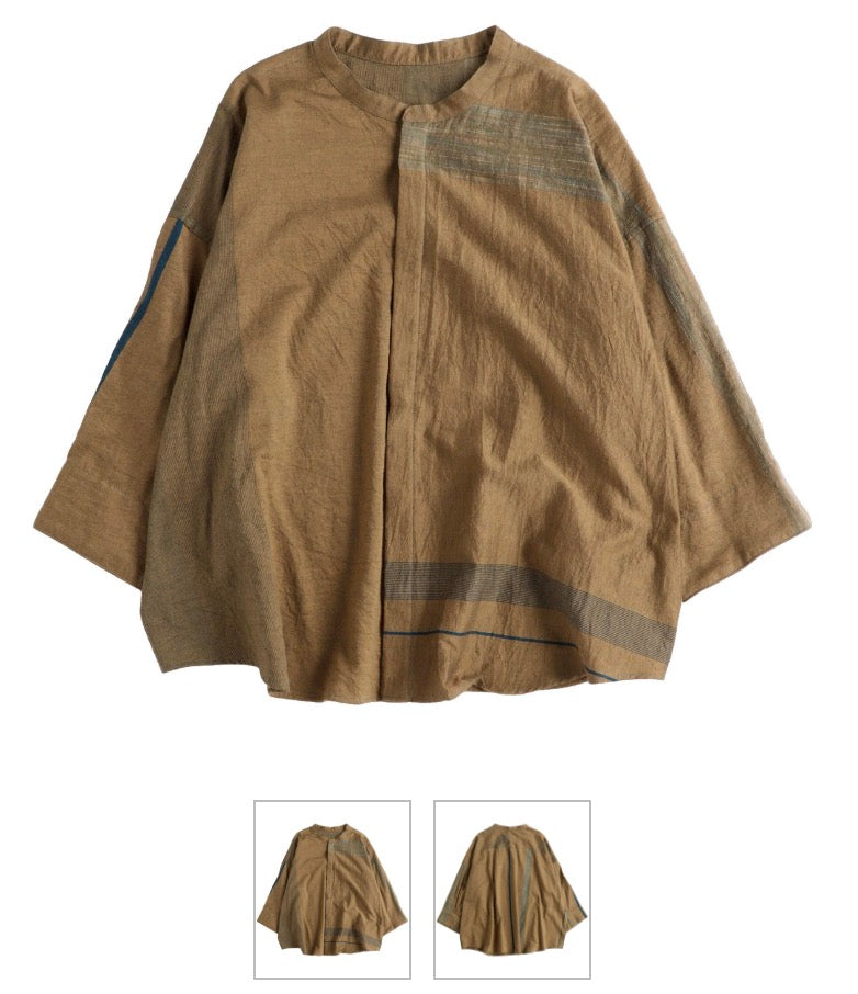 Flat Thin Collar Button Up, Organic Cotton Tamaki Niime