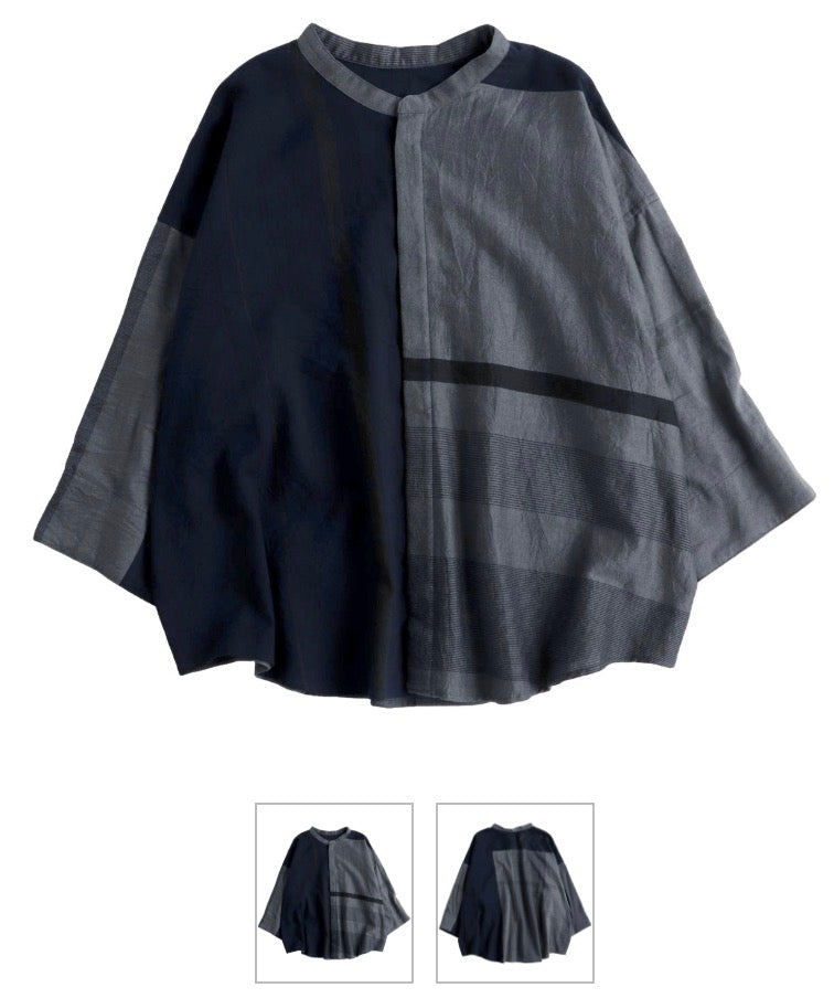 Flat Thin Collar Button Up, Organic Cotton Tamaki Niime