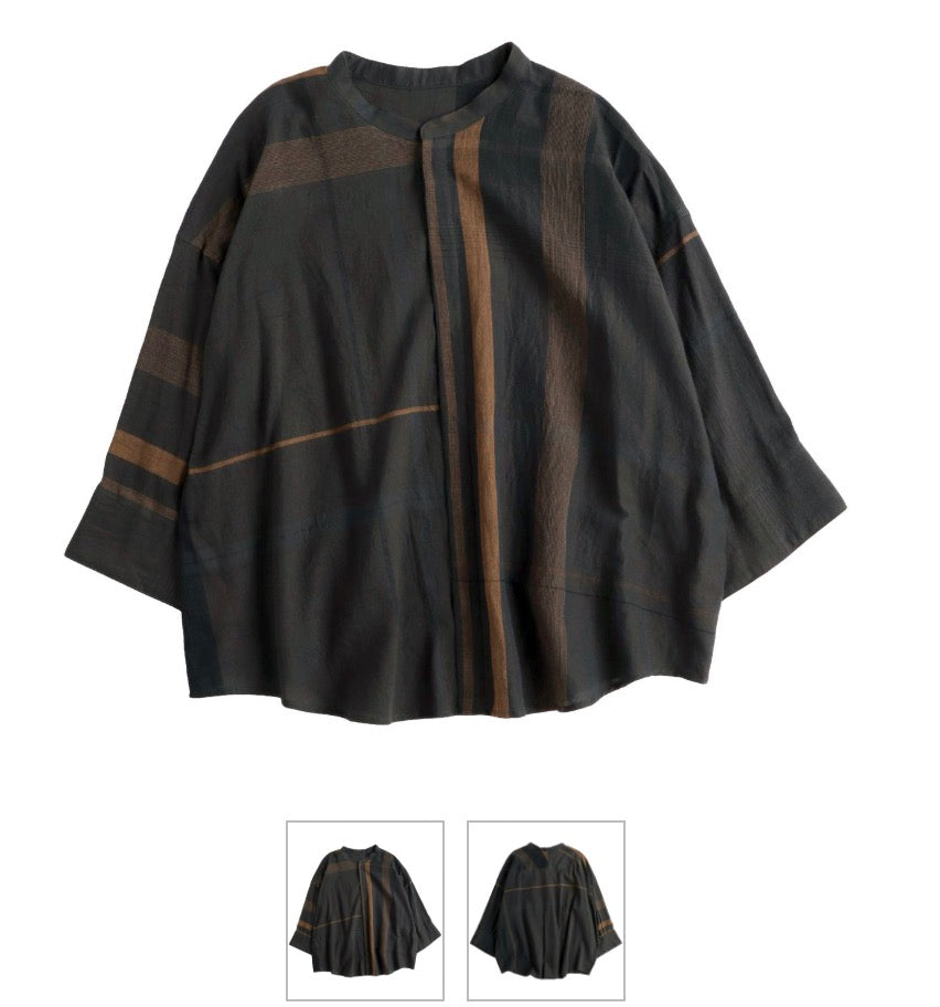 Flat Thin Collar Button Up, Organic Cotton Tamaki Niime