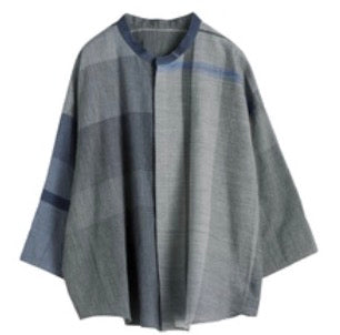 Flat Thin Collar Button Up, Organic Cotton Tamaki Niime