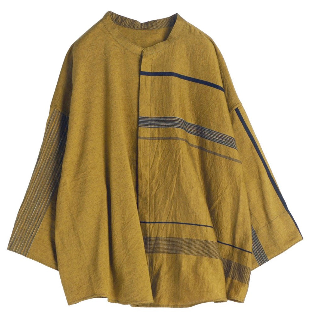 Flat Thin Collar Button Up, Organic Cotton Tamaki Niime