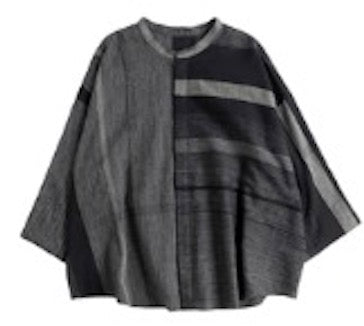 Flat Thin Collar Button Up, Organic Cotton Tamaki Niime