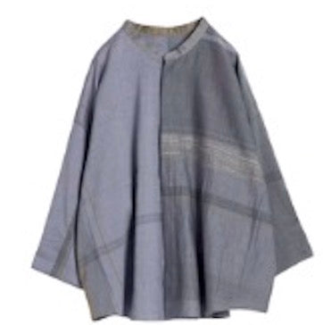 Flat Thin Collar Button Up, Organic Cotton Tamaki Niime