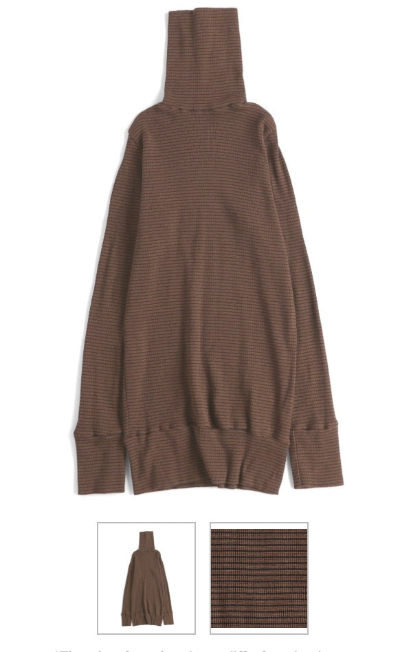 Kobi Stretch Rib Funnel Organic Cotton Turtle Neck from Japan