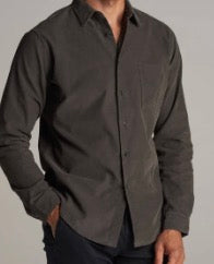 Nobel Fine Wale Cord Button Down Shirt: Color Cinder