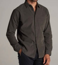 Nobel Fine Wale Cord Button Down Shirt: Color Cinder