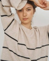 SEA STRIPE SWEATER: Wheat / Black
