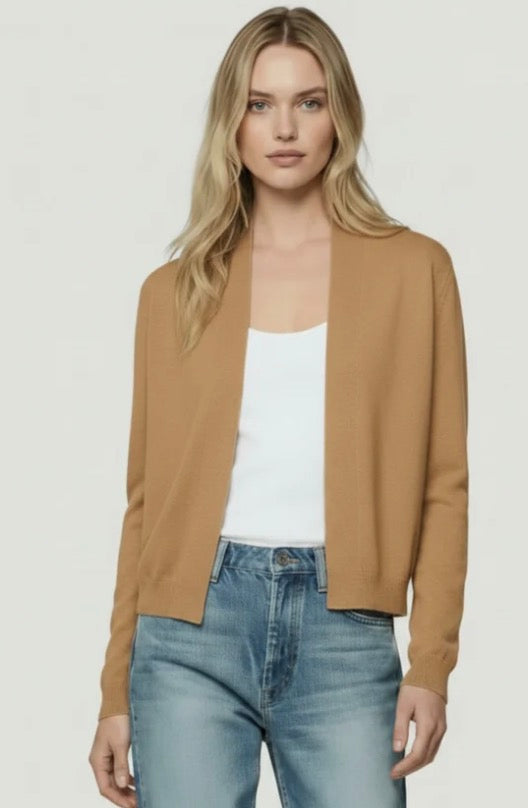 Blair Cashmere Seamless Open Cardigan -Camel