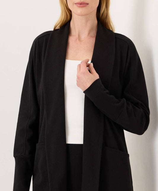 The Weekender Wrap Cardigan: Black Organic Cotton