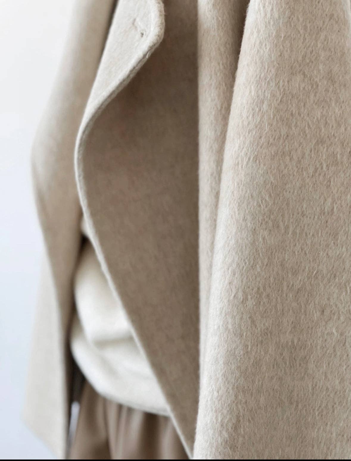 Loom & Line - Vela Short Loose Cardigan Wool Coat - Beige: One Size