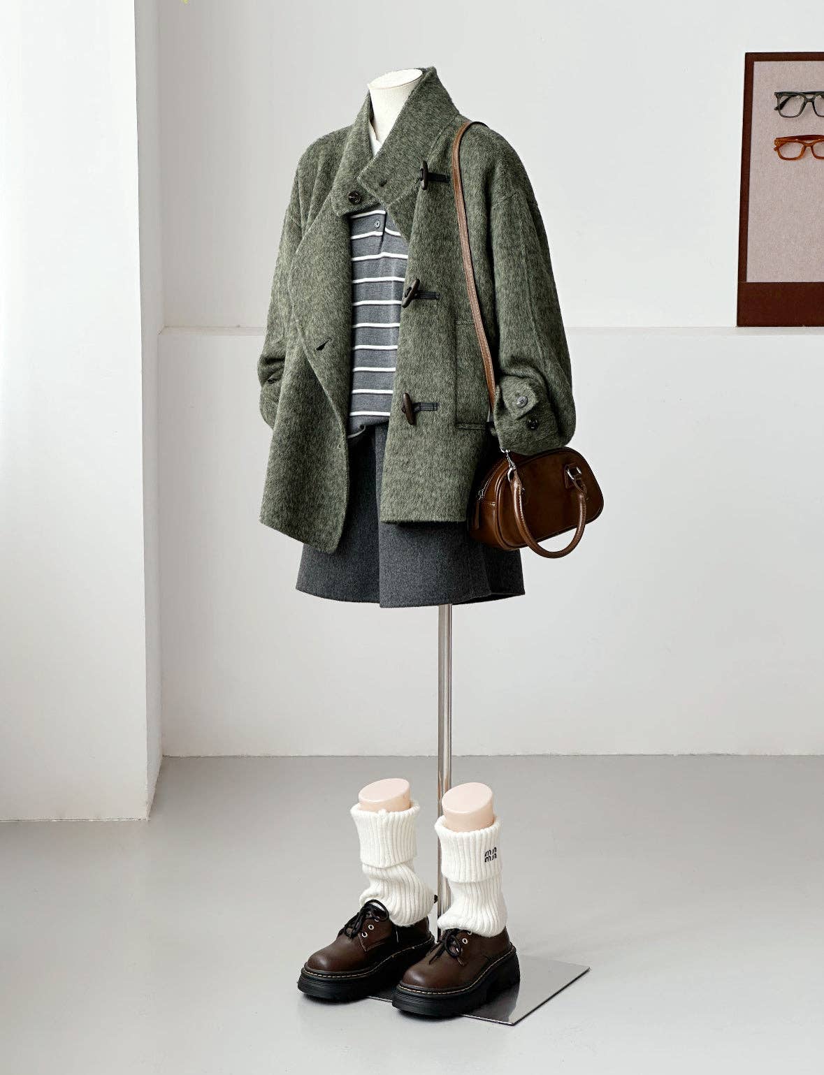 Astra Stand Collar Coat - Sage Melange