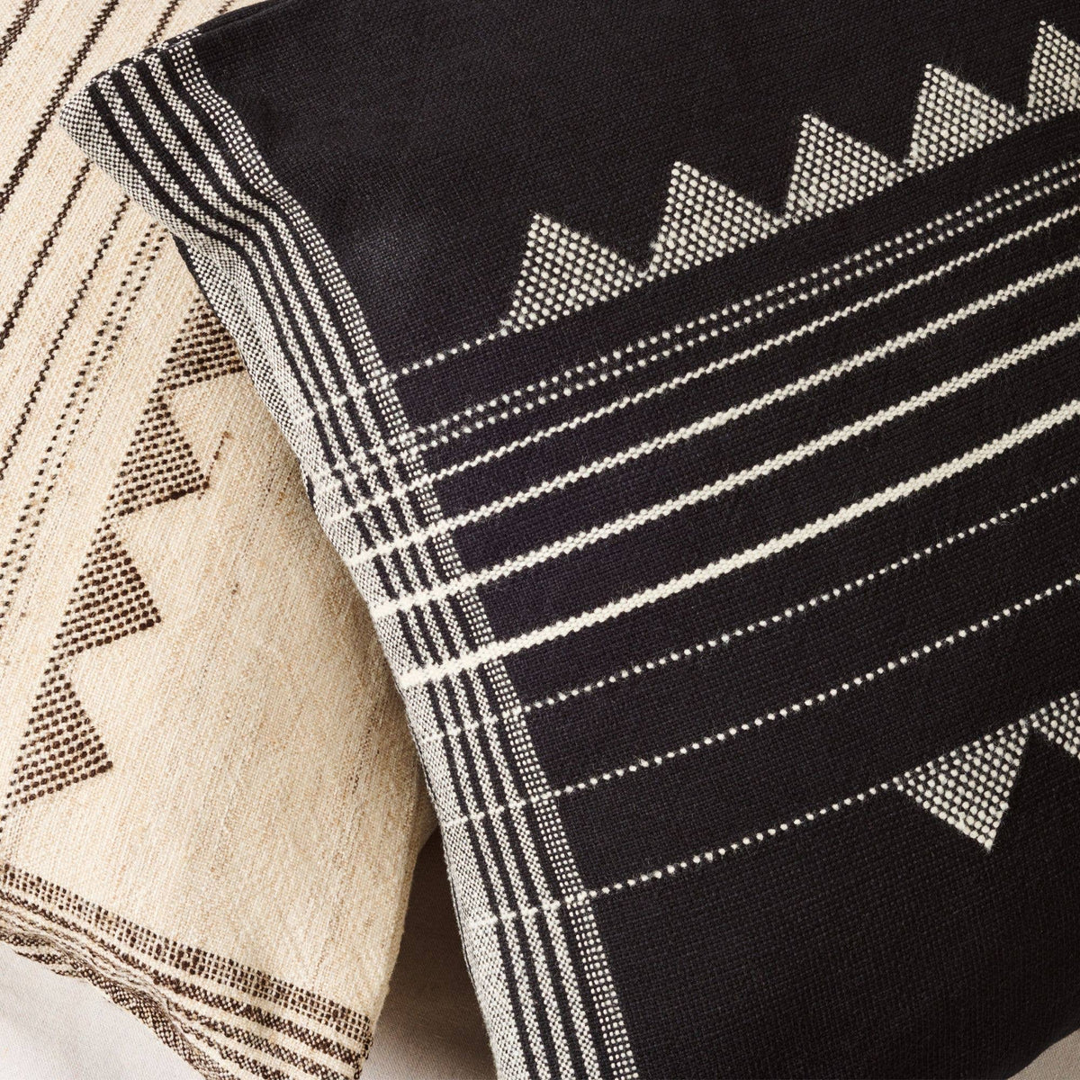 Kora Black Merino Cotton Silk Blend Handloom  Pillow