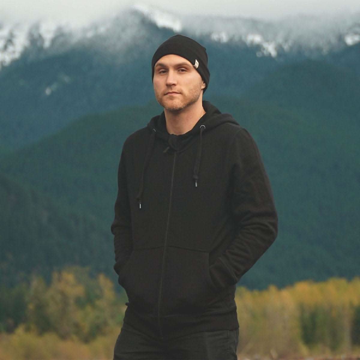 Minus33 Merino Wool - Men's Brushed Merino Wool Full-Zip Hoodie - Heavyweight: Black / XL