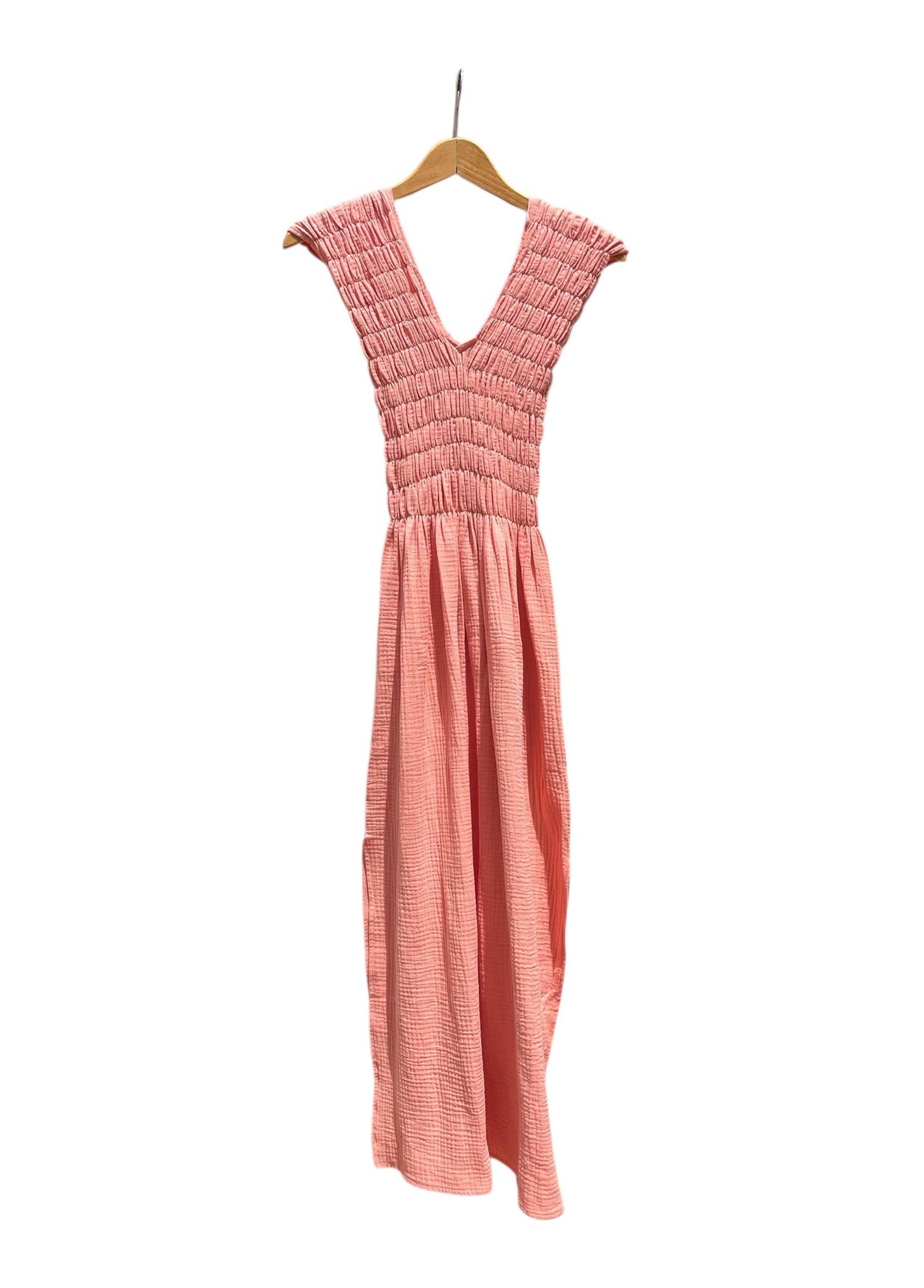 CECILIA SÖRENSEN - 736 ALBAZER V-neck dress in organic cotton muslin: Beige