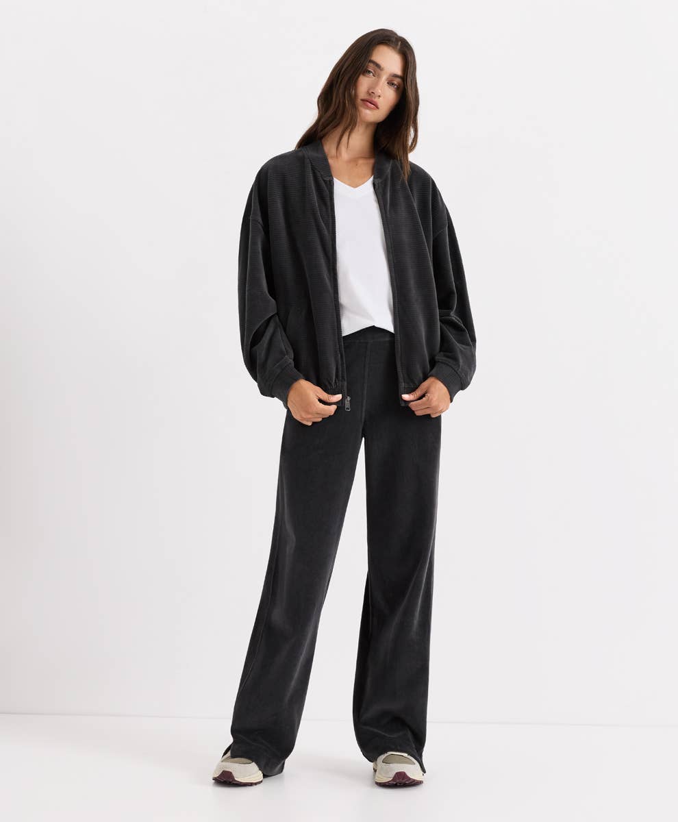 Women's Pure Velour Rib Bomber Jacket