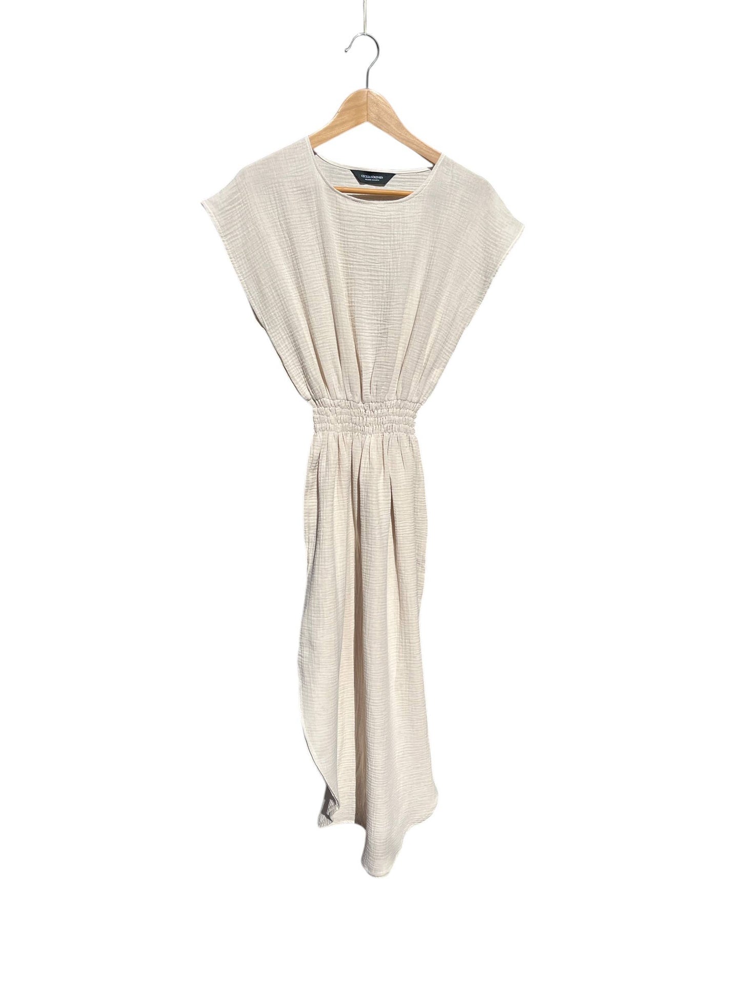 CECILIA SÖRENSEN - 734 MAIMÓ Gathered dress in soft organic cotton muslin: Navy blue