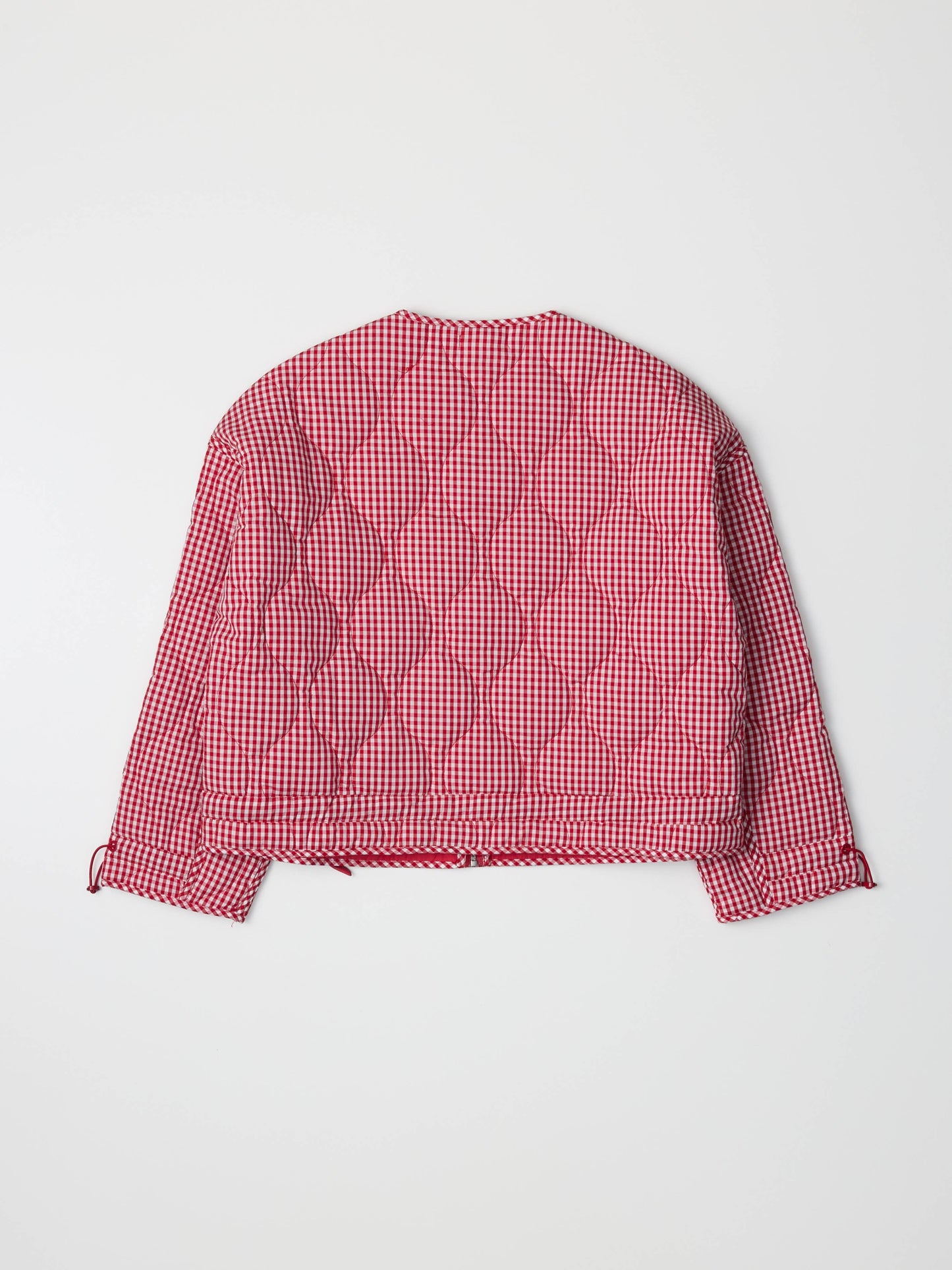 Quilted Gingham Cotton Cropper Jacket: Black / LARGE