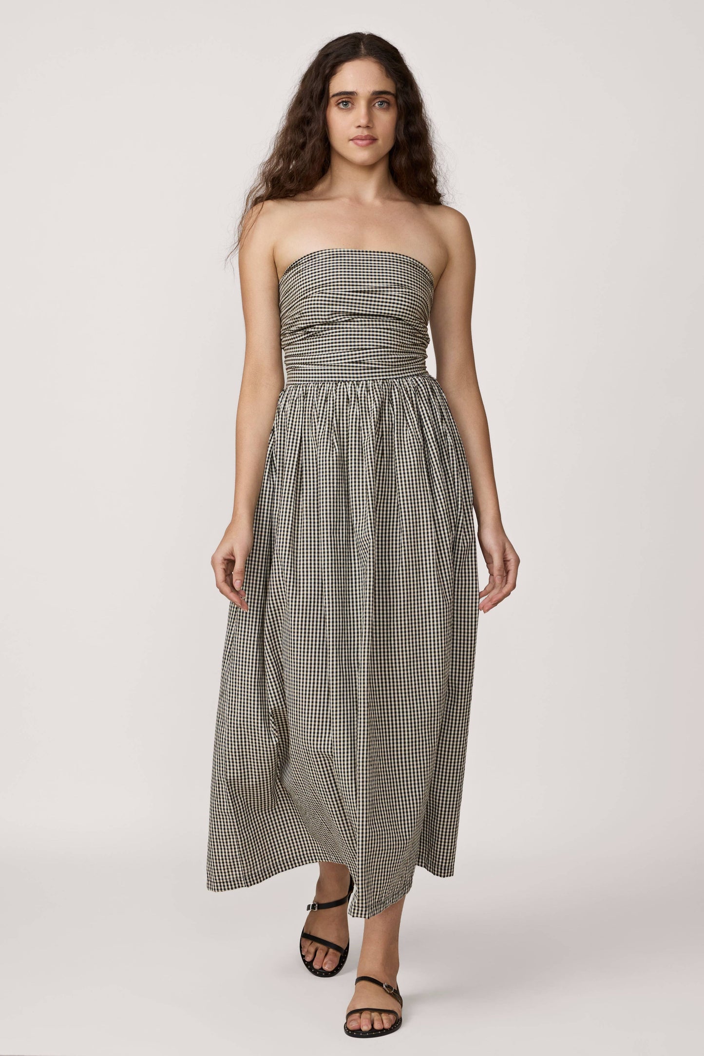 LAUDE the Label - Strapless Tie Back Dress - Gingham: XS