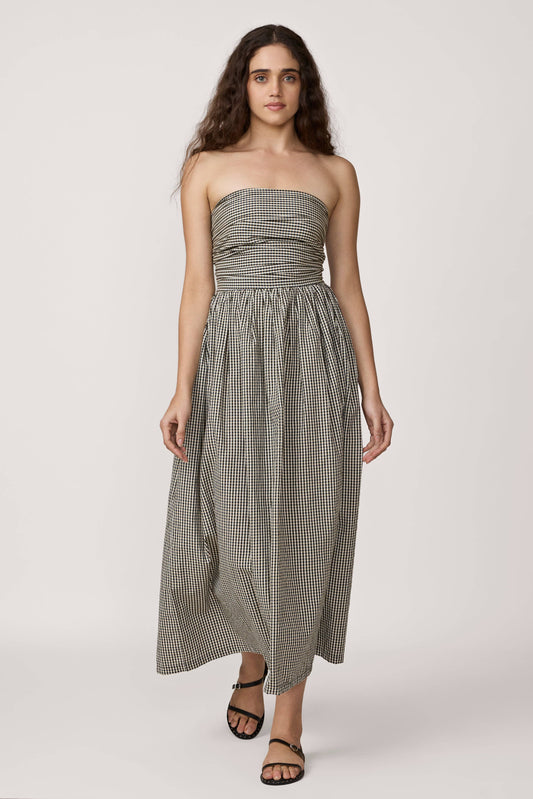 LAUDE the Label - Strapless Tie Back Dress - Gingham: XS