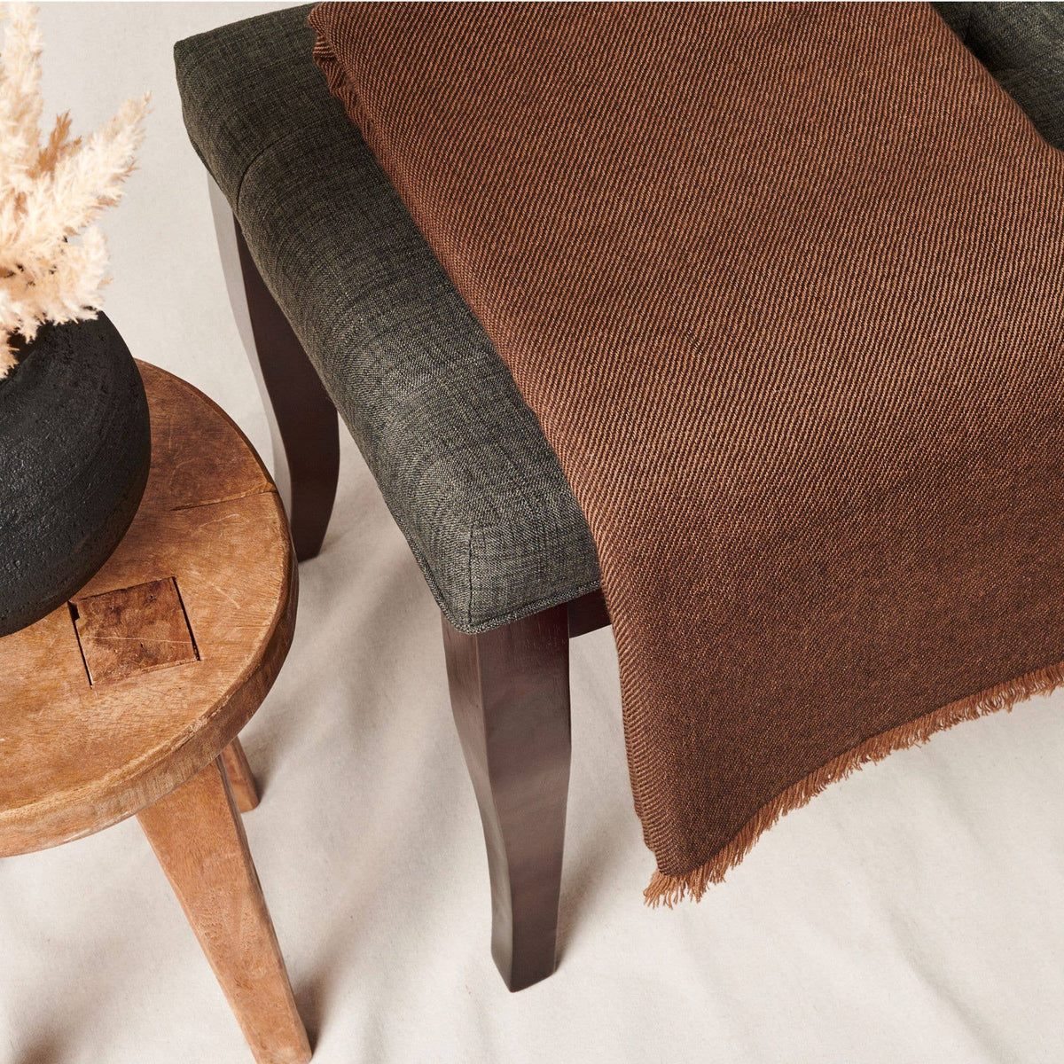 Plush Merino Handwoven Throw in Tobacco Leaf