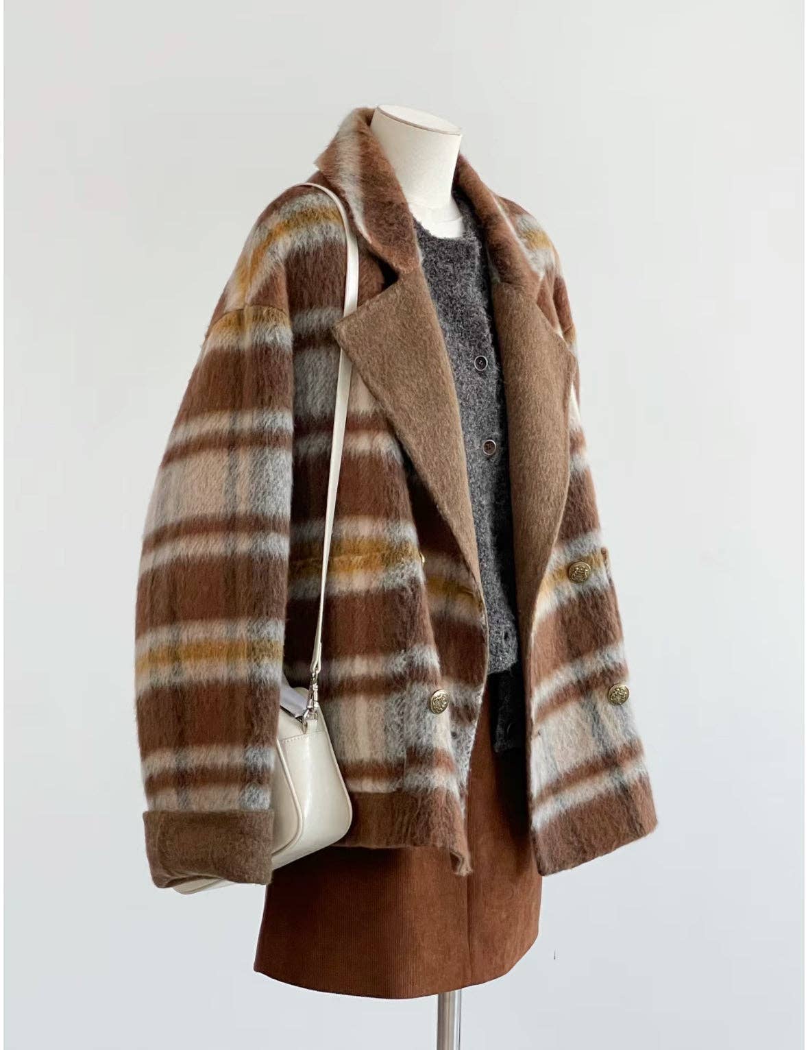 Aria Women's Reversible Plaid Wool Jacket: One Size