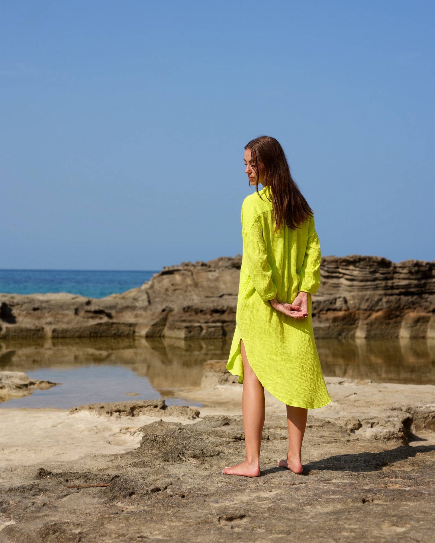 CECILIA SÖRENSEN - 702 COTONER Relaxed shirt dress in organic cotton muslin: Navy blue