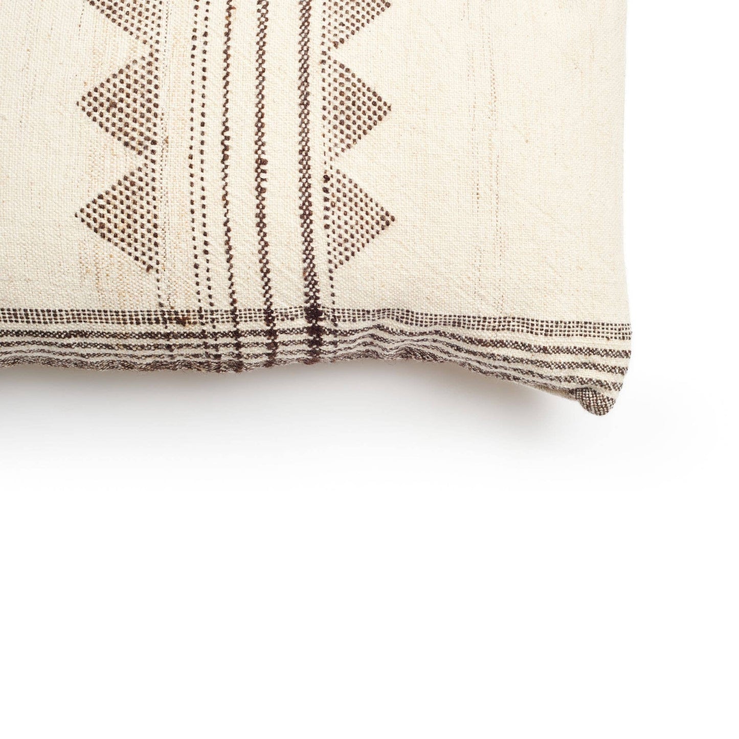 Kora White Small Handwoven Cotton Lumbar Pillow With Feather Fill